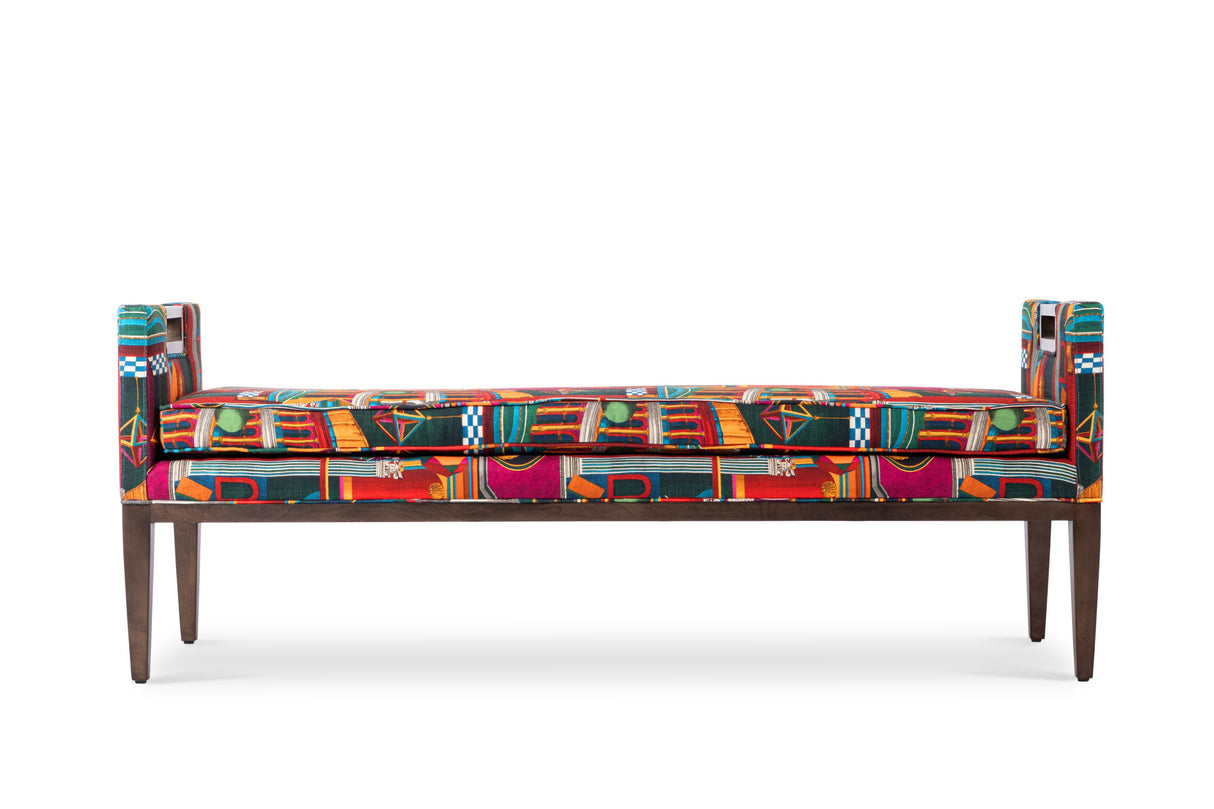 MindTheGap FRANCHESCA BENCH - PIAZZA DEGLI ARLECCHINI Linen W61 D19 H24 in Furniture