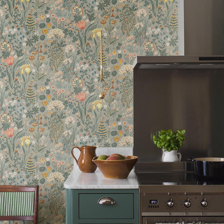 Borastapeter Blomsterhav Taupe Wallpaper