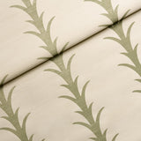 Schumacher Acanthus Stripe Sisal Olive Wallpaper