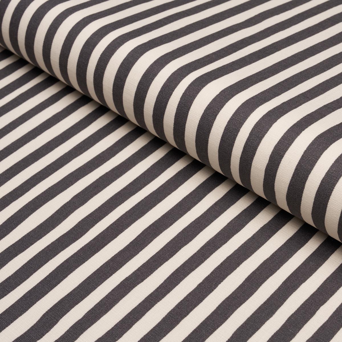 Schumacher Chaney Stripe Carbon Fabric
