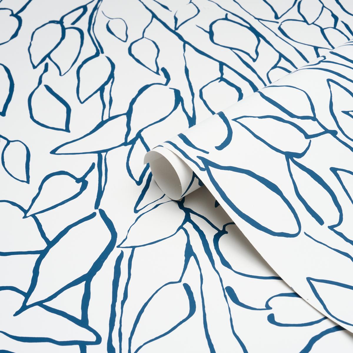 Schumacher Solandra Vine Navy Wallpaper