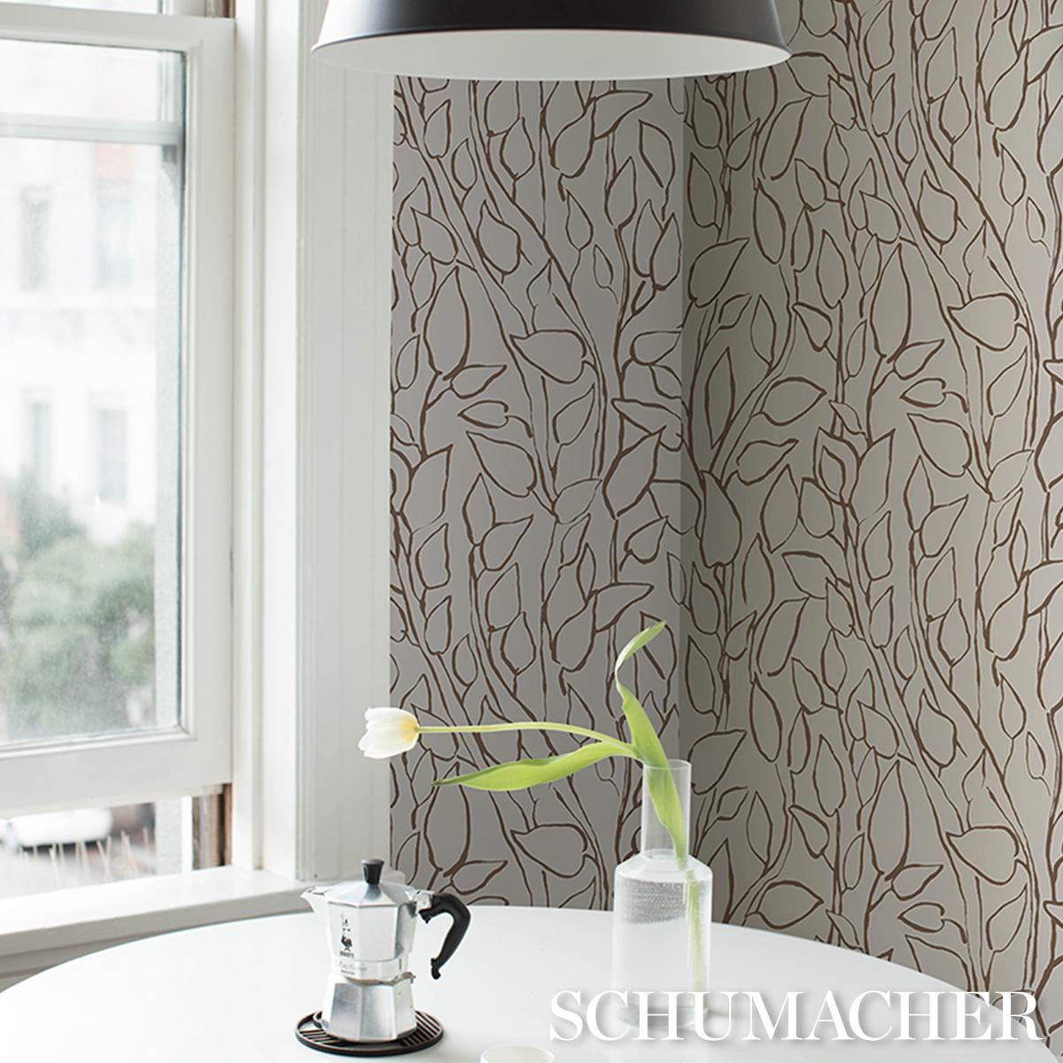 Schumacher Solandra Vine Brown Wallpaper