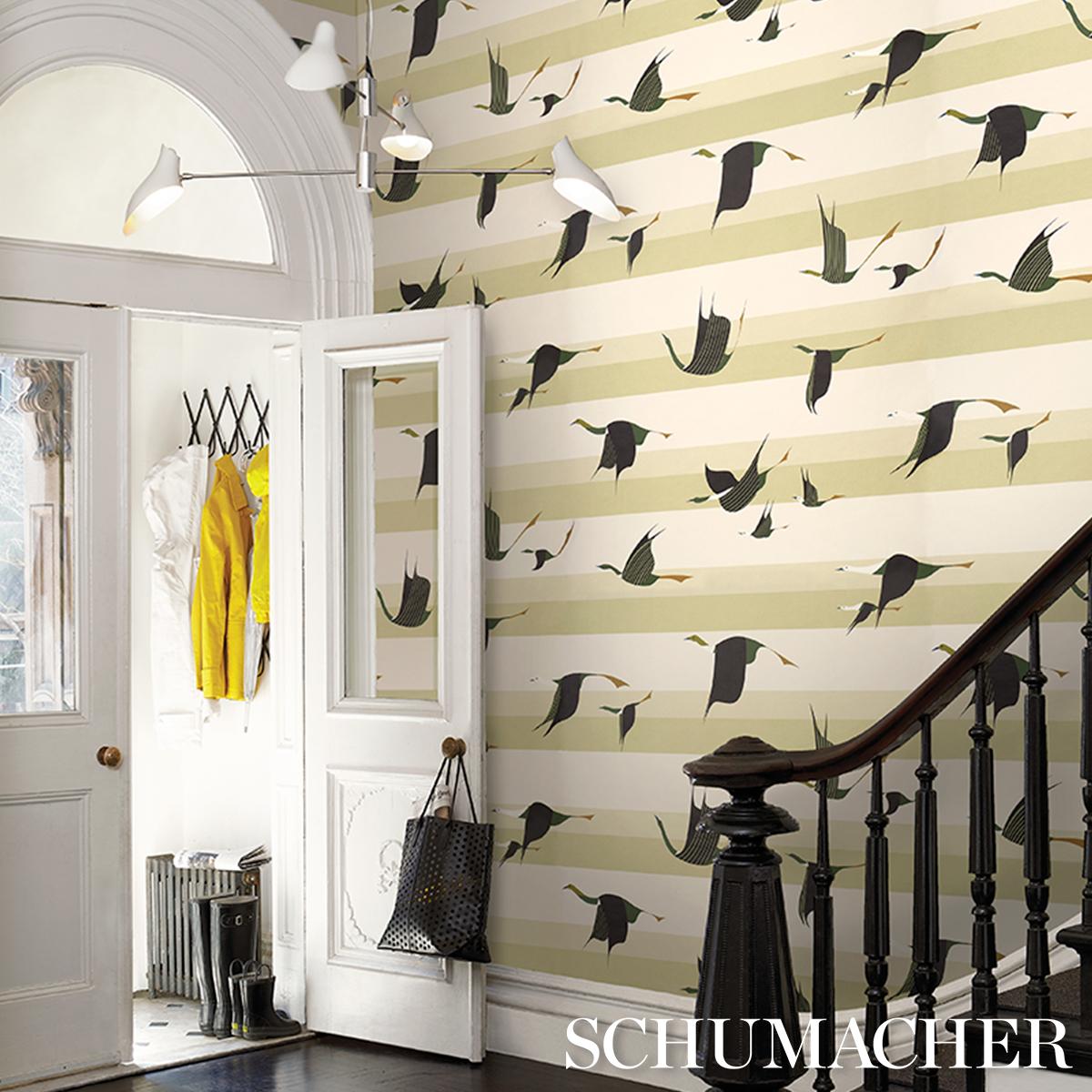 Schumacher Flying West Green Wallpaper