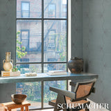 Schumacher Royère Stripe Sisal Seaglass Wallpaper