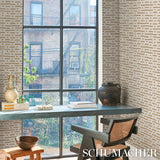 Schumacher Abstract Ikat Sisal Taupe Wallpaper