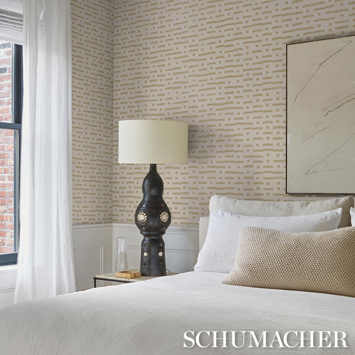 Schumacher Abstract Ikat Sisal Beige Wallpaper