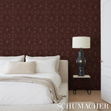 Schumacher X Backdrop Broderie Bordeaux Wallpaper