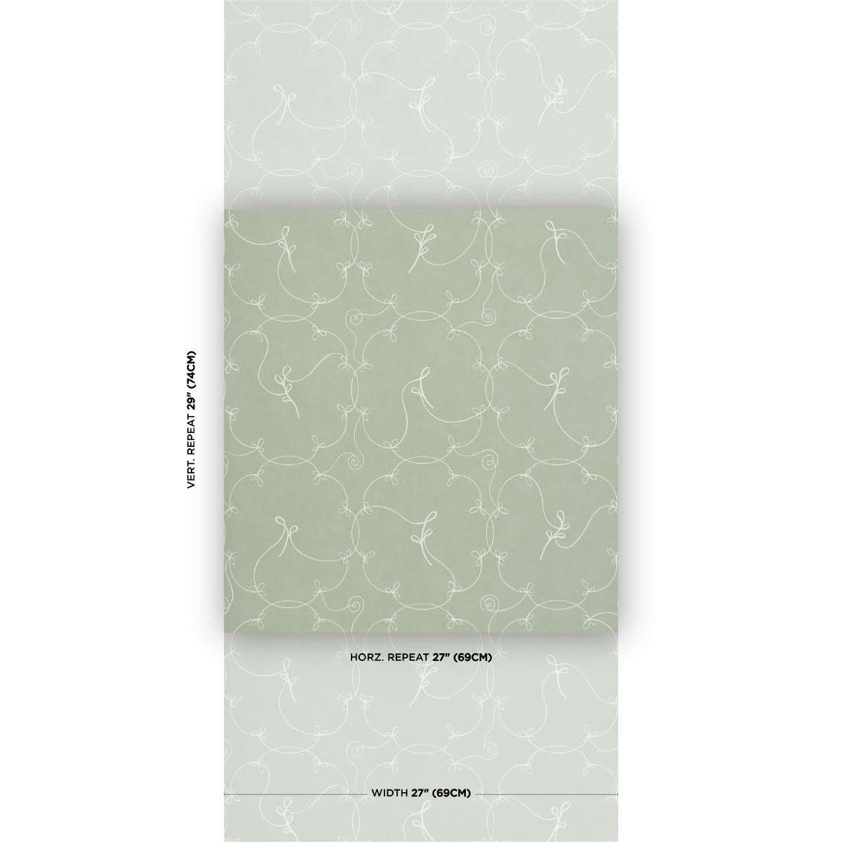 Schumacher X Backdrop Broderie Cool Green Wallpaper