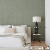 Schumacher X Backdrop Broderie Cool Green Wallpaper