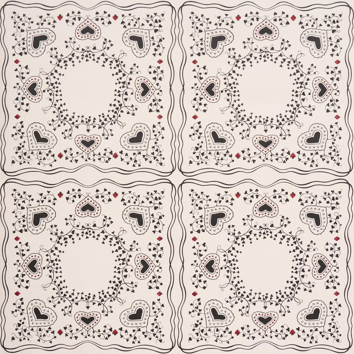 Schumacher X Backdrop Garden Of Hearts Black & Ivory Wallpaper