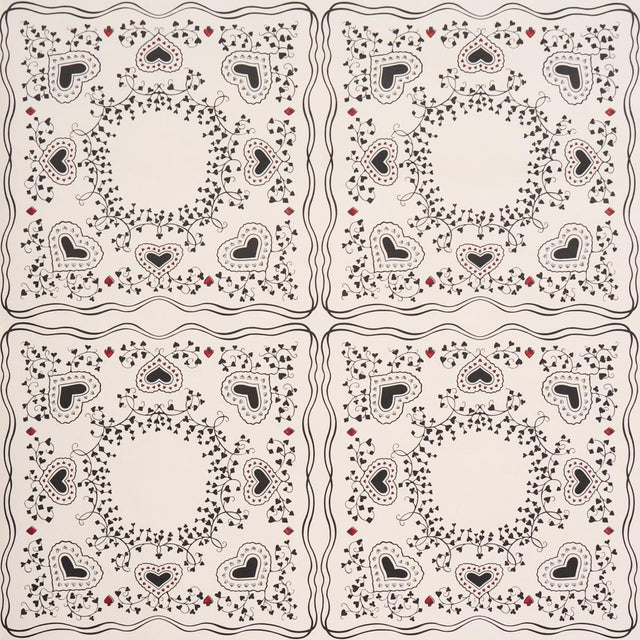 Schumacher X Backdrop Garden Of Hearts Black & Ivory Wallpaper