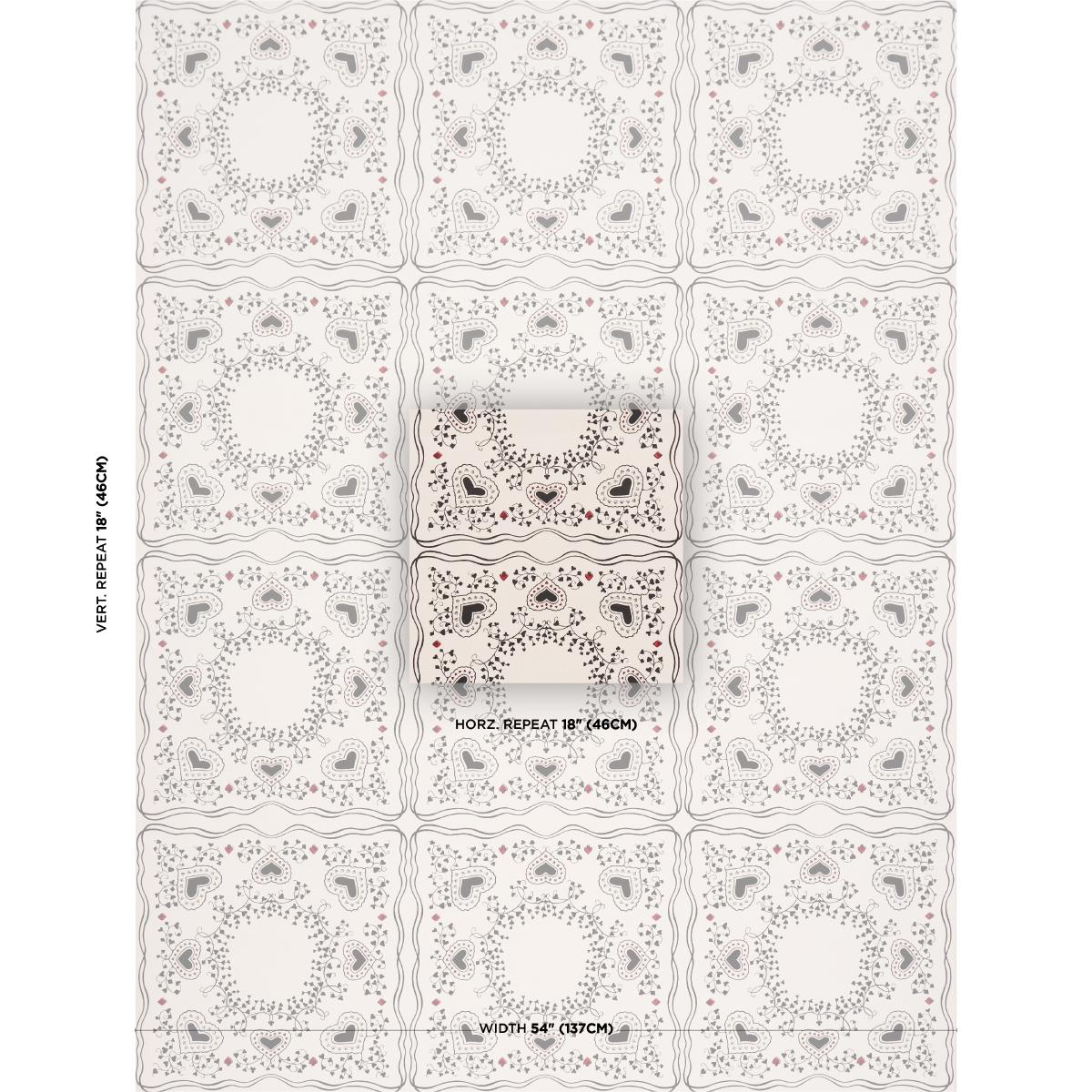 Schumacher X Backdrop Garden Of Hearts Black & Ivory Wallpaper