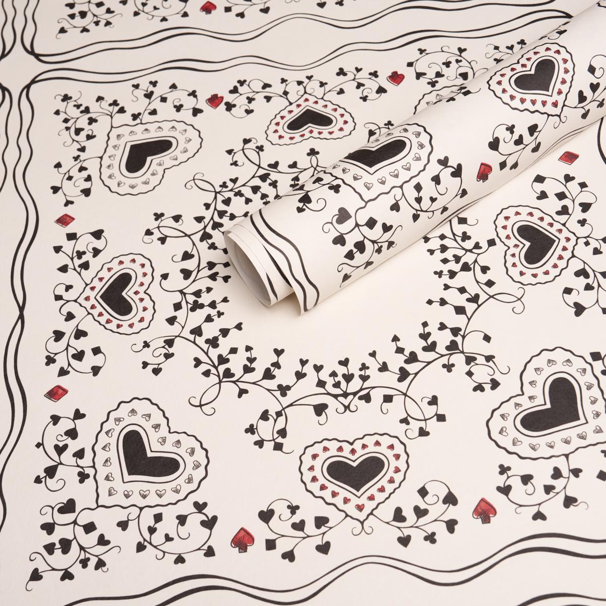 Schumacher X Backdrop Garden Of Hearts Black & Ivory Wallpaper