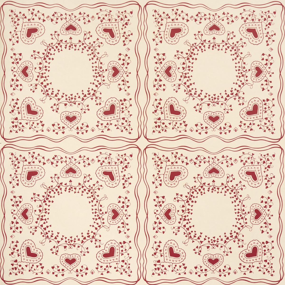 Schumacher X Backdrop Garden Of Hearts Red Wallpaper