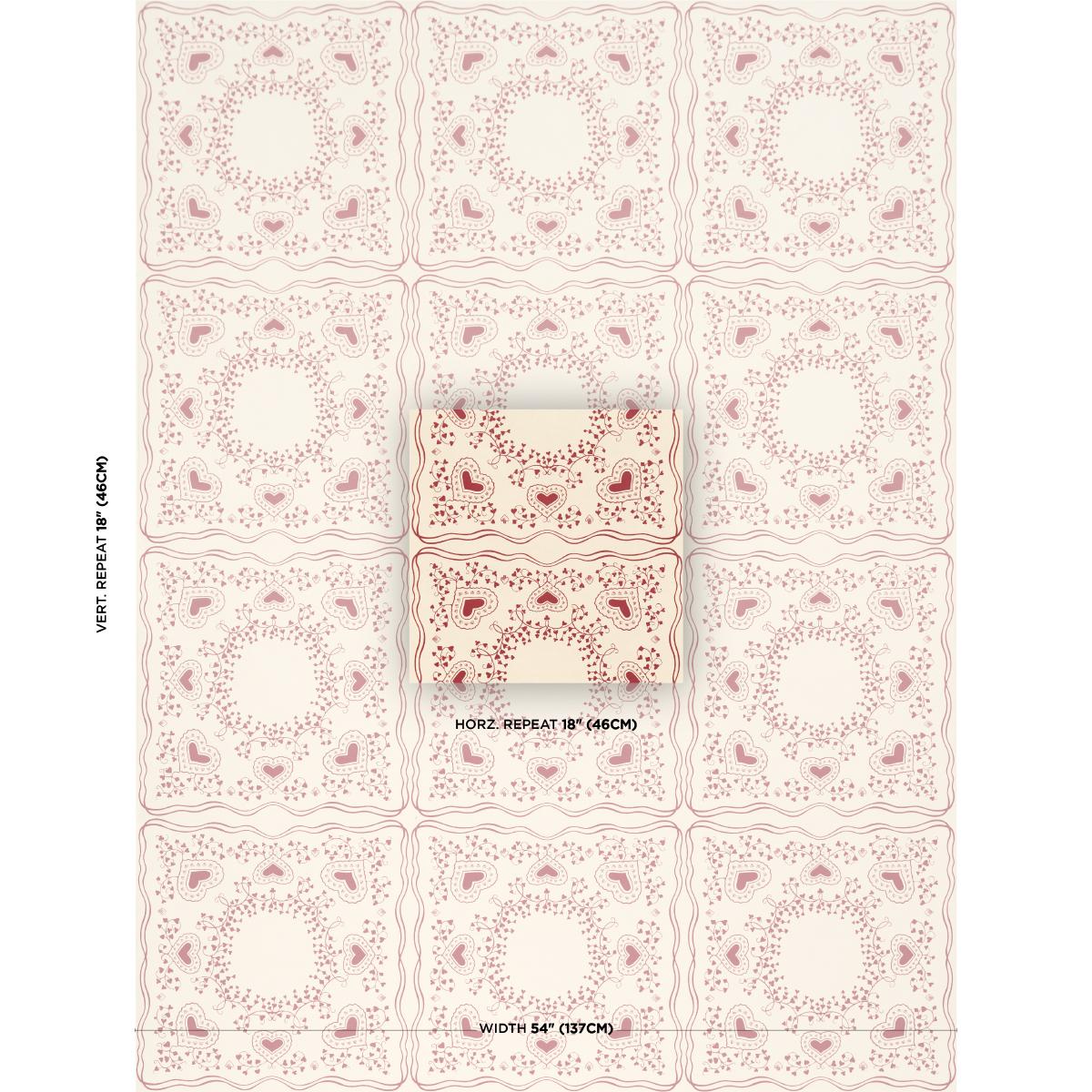 Schumacher X Backdrop Garden Of Hearts Red Wallpaper