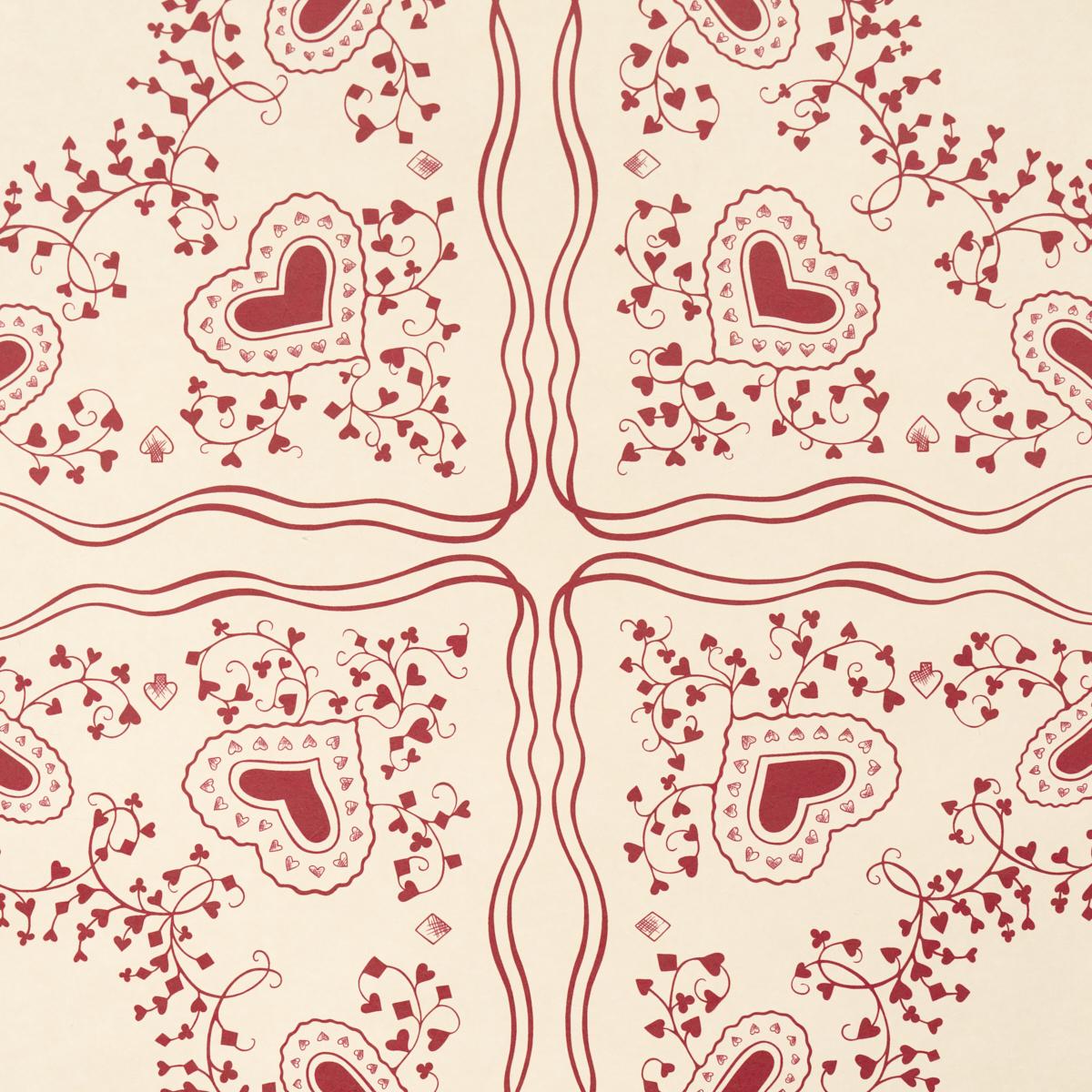 Schumacher X Backdrop Garden Of Hearts Red Wallpaper