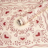 Schumacher X Backdrop Garden Of Hearts Red Wallpaper