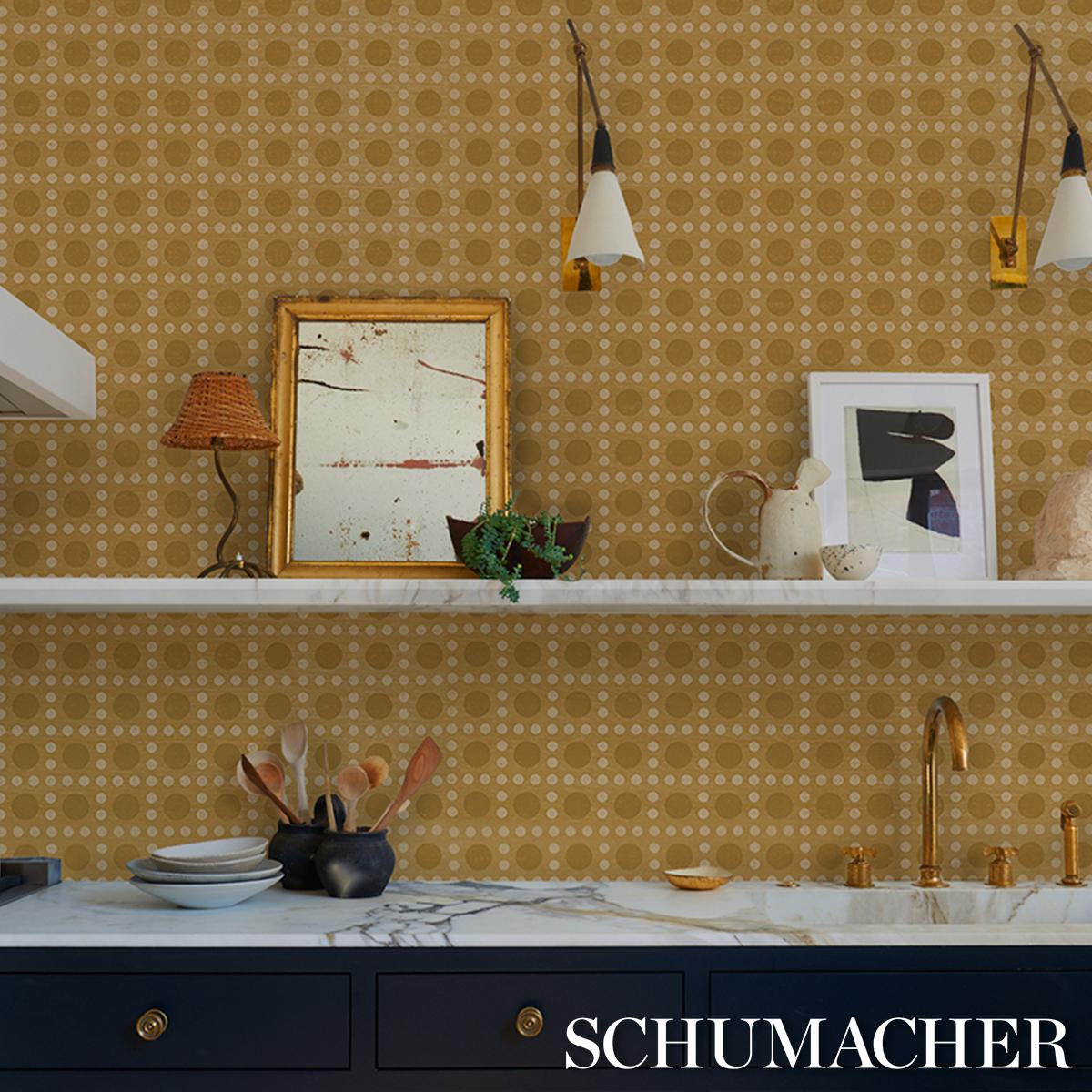 Schumacher X Backdrop Puntini Sisal Tanlines Wallpaper