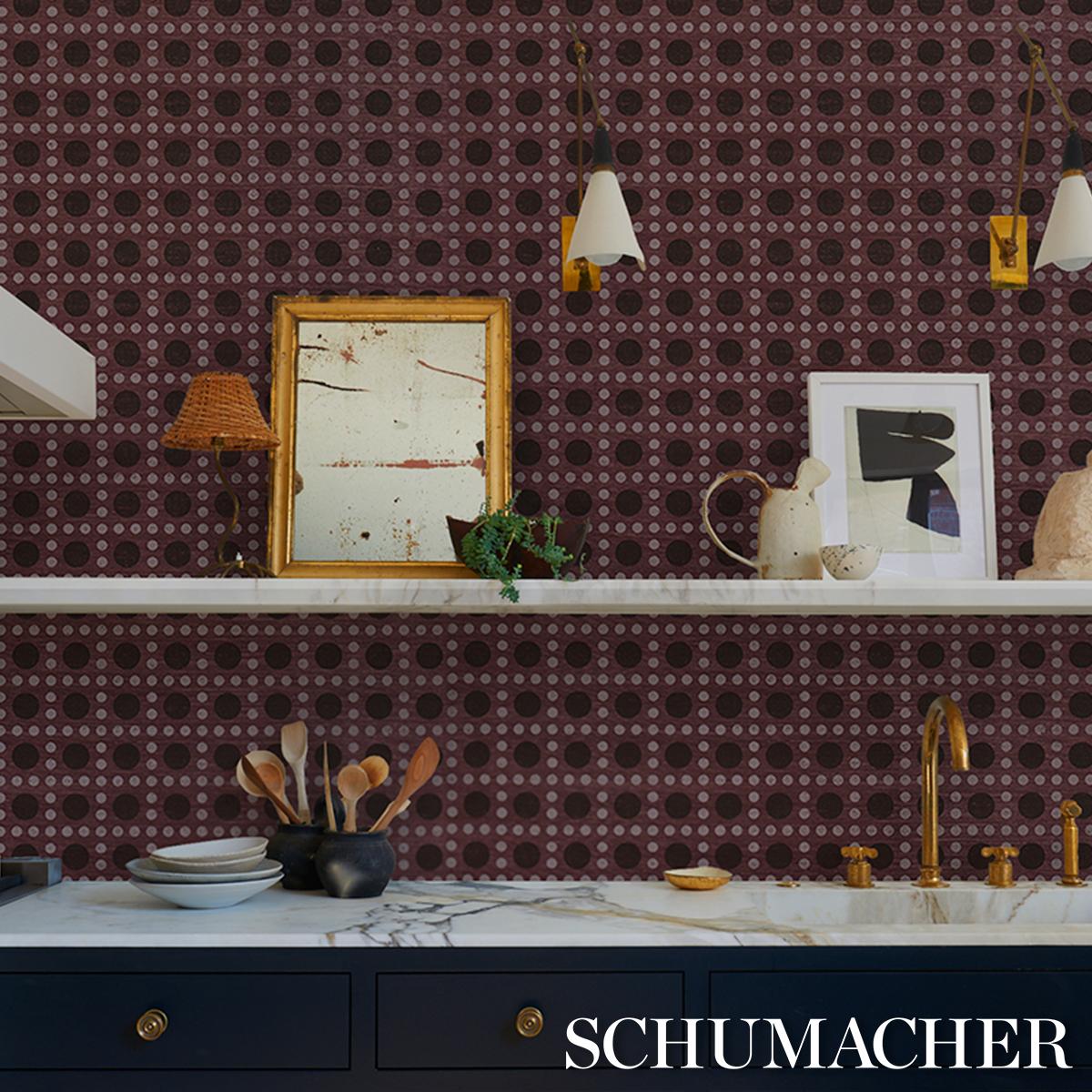 Schumacher X Backdrop Puntini Sisal Plum Wallpaper