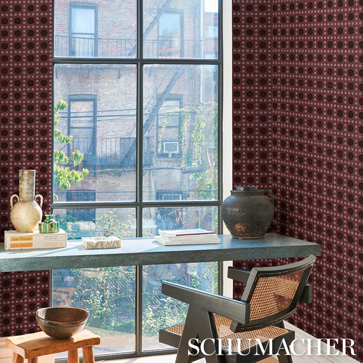 Schumacher X Backdrop Puntini Sisal Plum Wallpaper