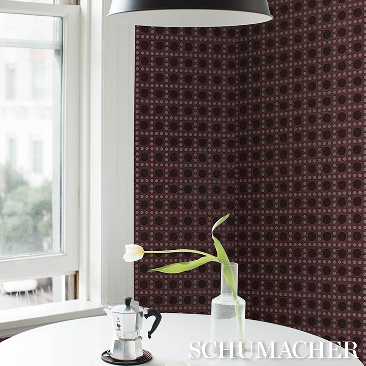 Schumacher X Backdrop Puntini Sisal Plum Wallpaper