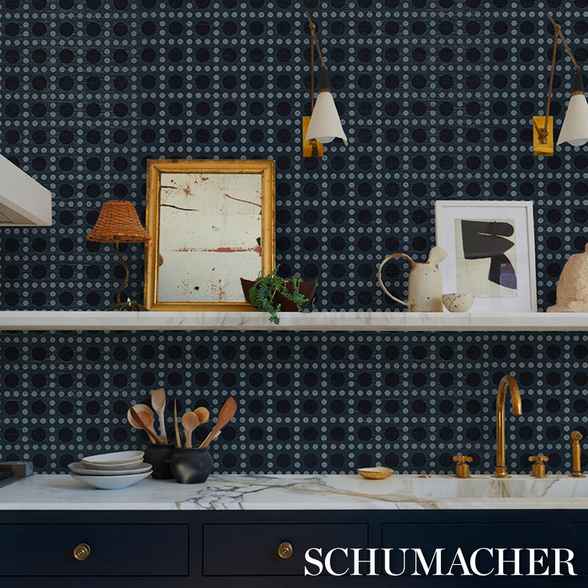 Schumacher X Backdrop Puntini Sisal Indigo Wallpaper