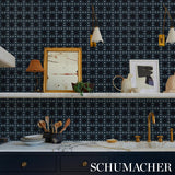 Schumacher X Backdrop Puntini Sisal Indigo Wallpaper