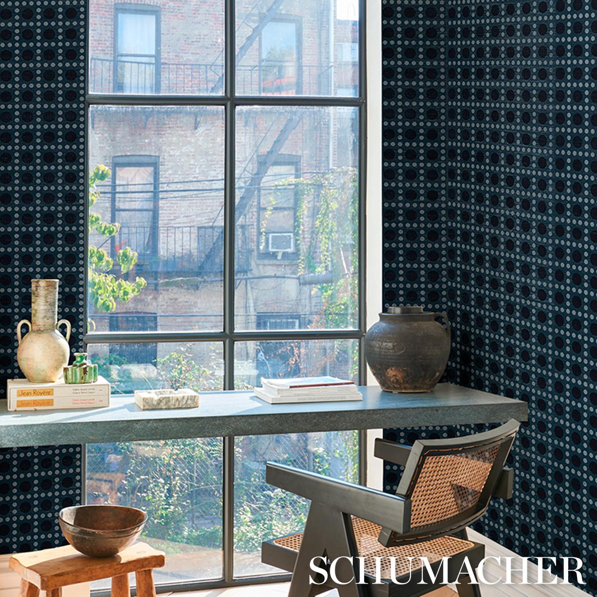 Schumacher X Backdrop Puntini Sisal Indigo Wallpaper
