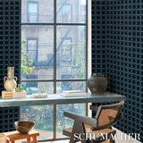 Schumacher X Backdrop Puntini Sisal Indigo Wallpaper