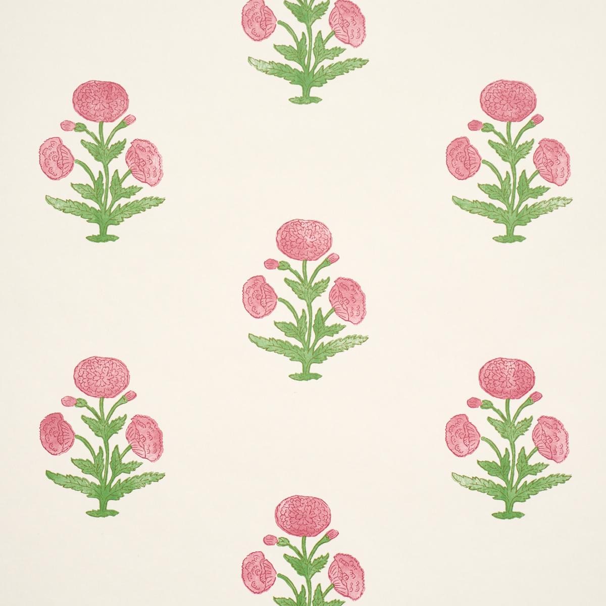 Schumacher Poppy Print Rose & Grass Wallpaper