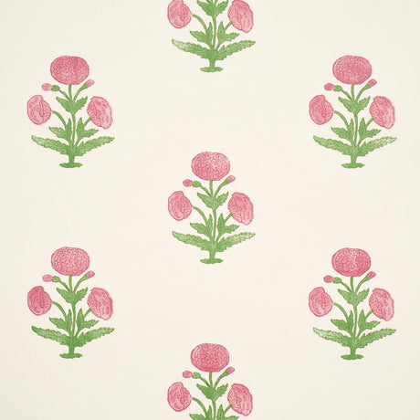 Schumacher Poppy Print Rose & Grass Wallpaper