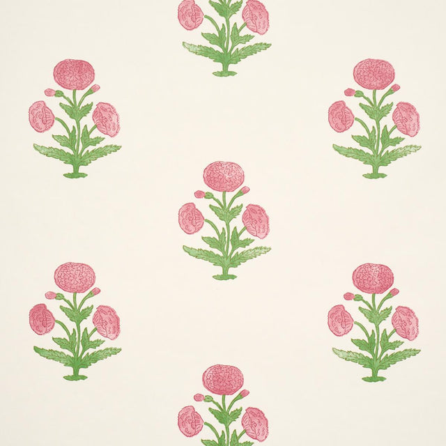 Schumacher Poppy Print Rose & Grass Wallpaper