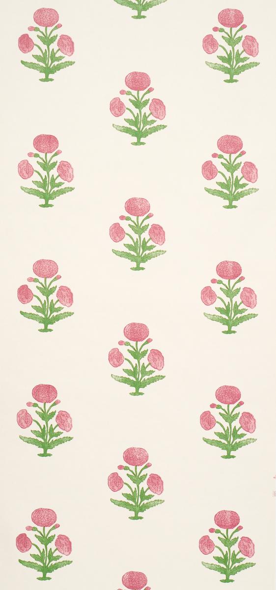Schumacher Poppy Print Rose & Grass Wallpaper