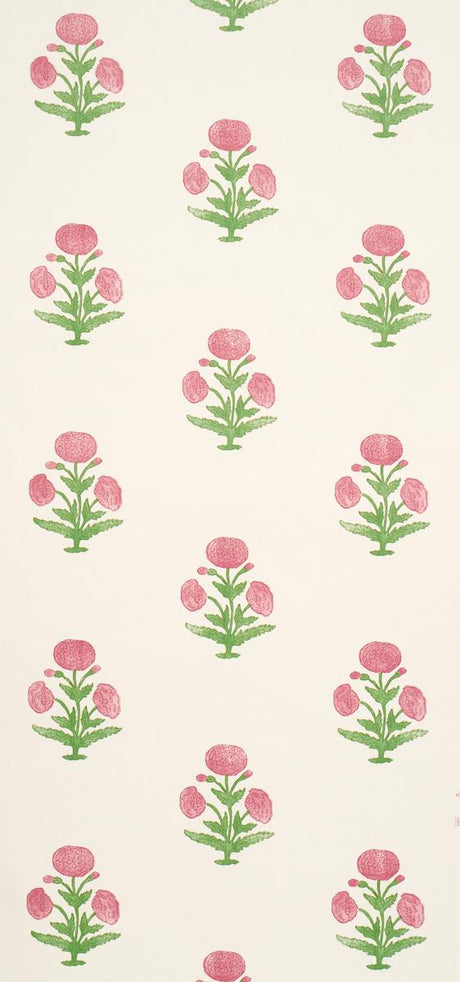Schumacher Poppy Print Rose & Grass Wallpaper