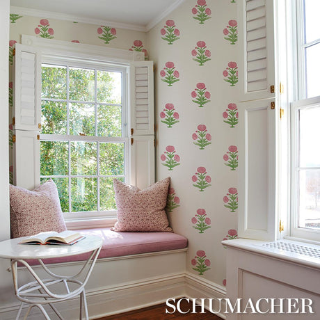 Schumacher Poppy Print Rose & Grass Wallpaper