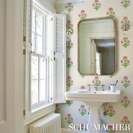 Schumacher Poppy Print Rose & Grass Wallpaper