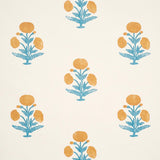 Schumacher Poppy Print Mustard & Sky Wallpaper
