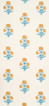 Schumacher Poppy Print Mustard & Sky Wallpaper