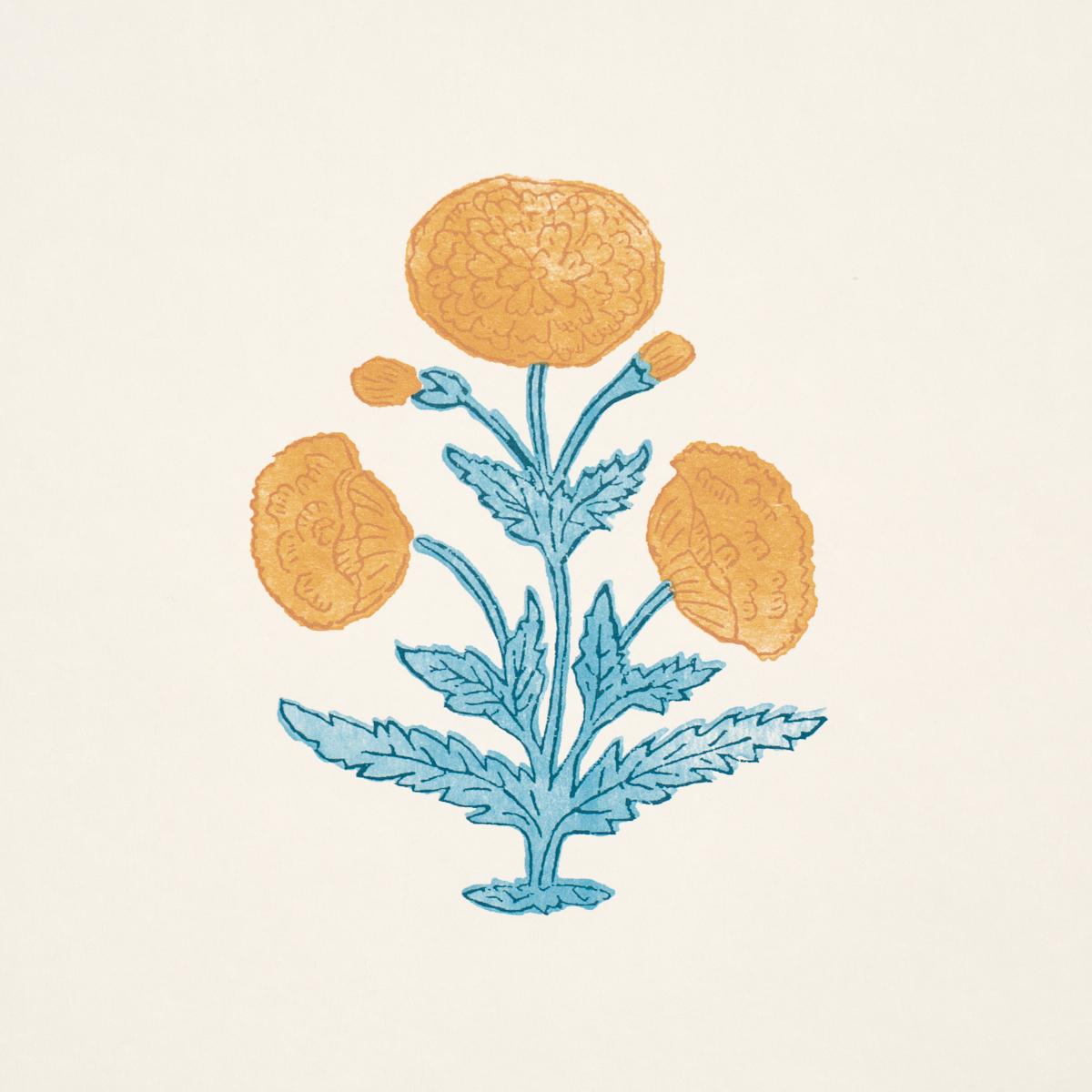 Schumacher Poppy Print Mustard & Sky Wallpaper