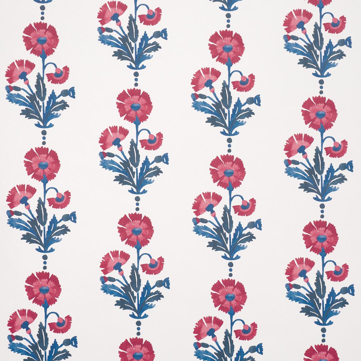 Schumacher Dianthus Print Indigo & Iron Wallpaper