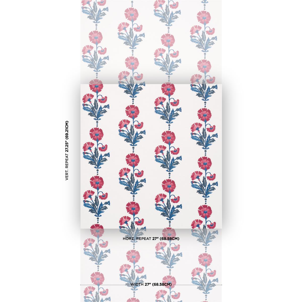 Schumacher Dianthus Print Indigo & Iron Wallpaper