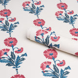 Schumacher Dianthus Print Indigo & Iron Wallpaper