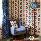 Schumacher Dianthus Print Indigo & Iron Wallpaper