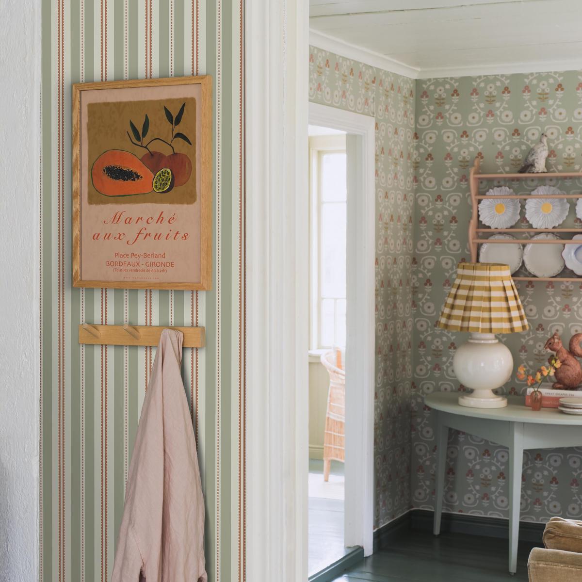 Borastapeter Hedda Sage And Rust Wallpaper