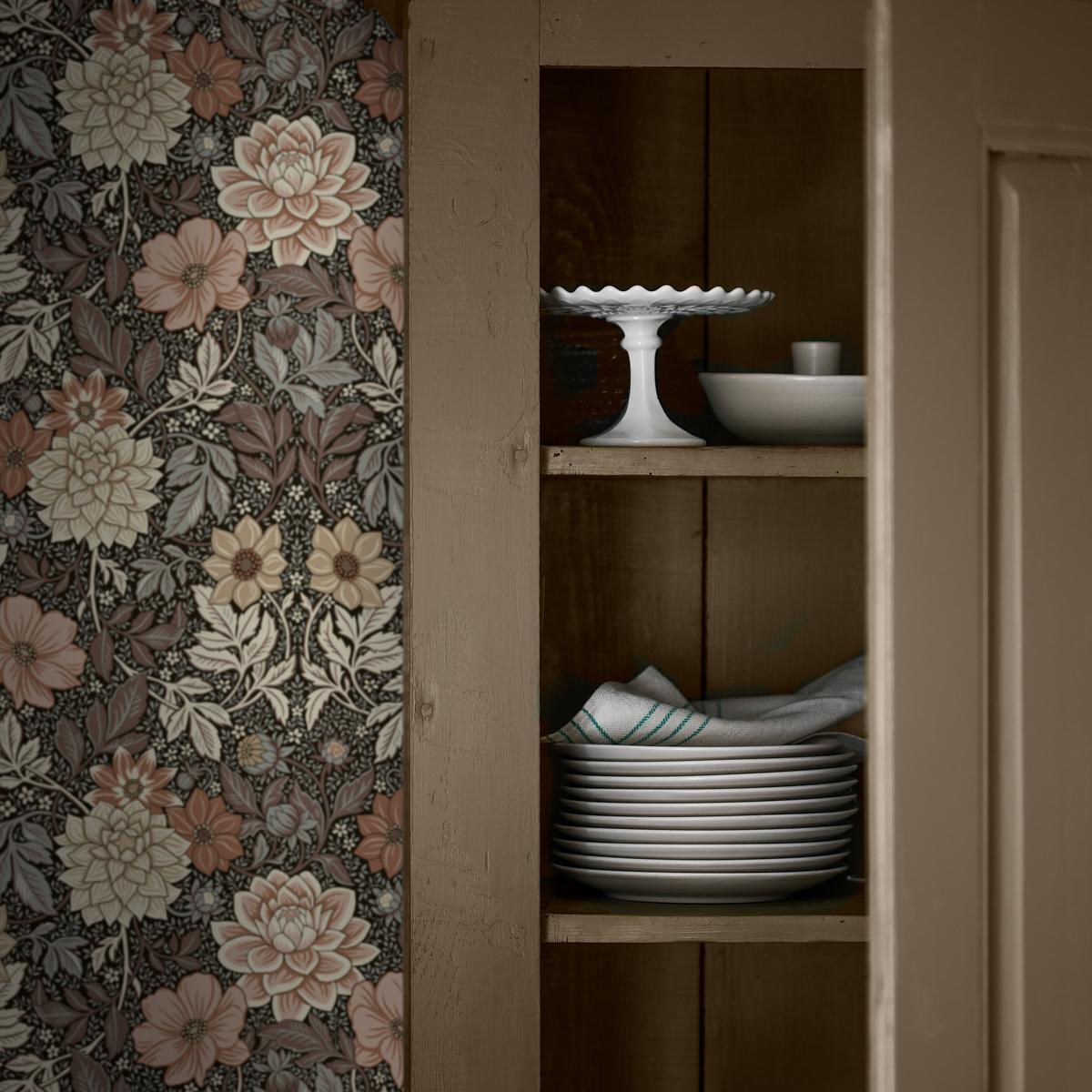 Borastapeter Dahlia Garden Brown Wallpaper
