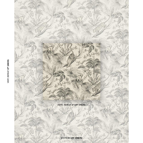 Schumacher Forest Canopy Black & Ivory Fabric