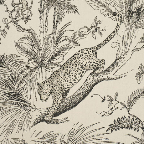Schumacher Forest Canopy Black & Ivory Fabric