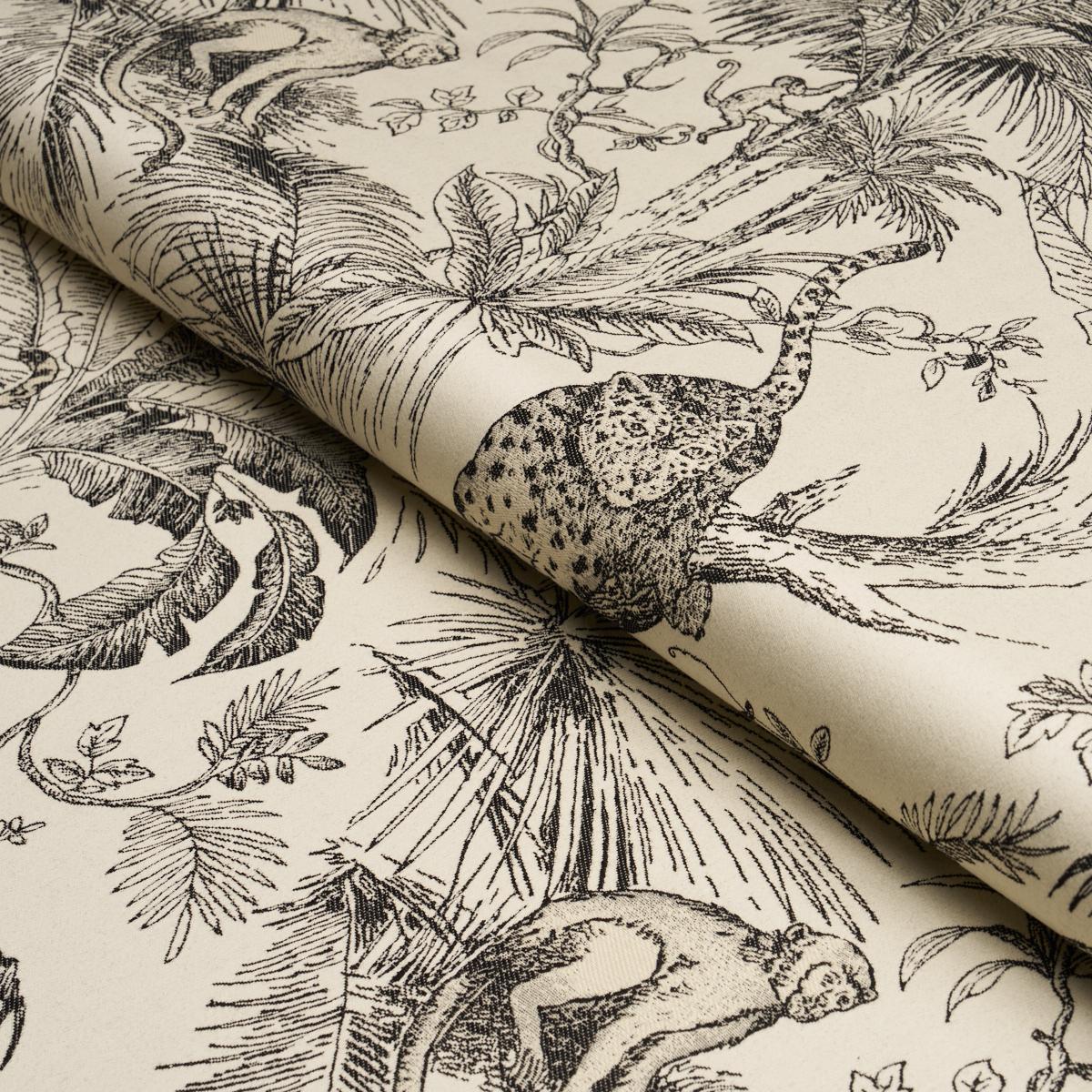 Schumacher Forest Canopy Black & Ivory Fabric