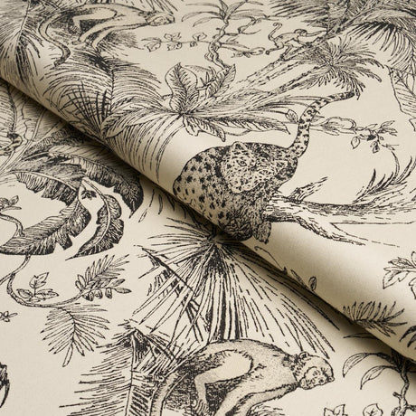 Schumacher Forest Canopy Black & Ivory Fabric