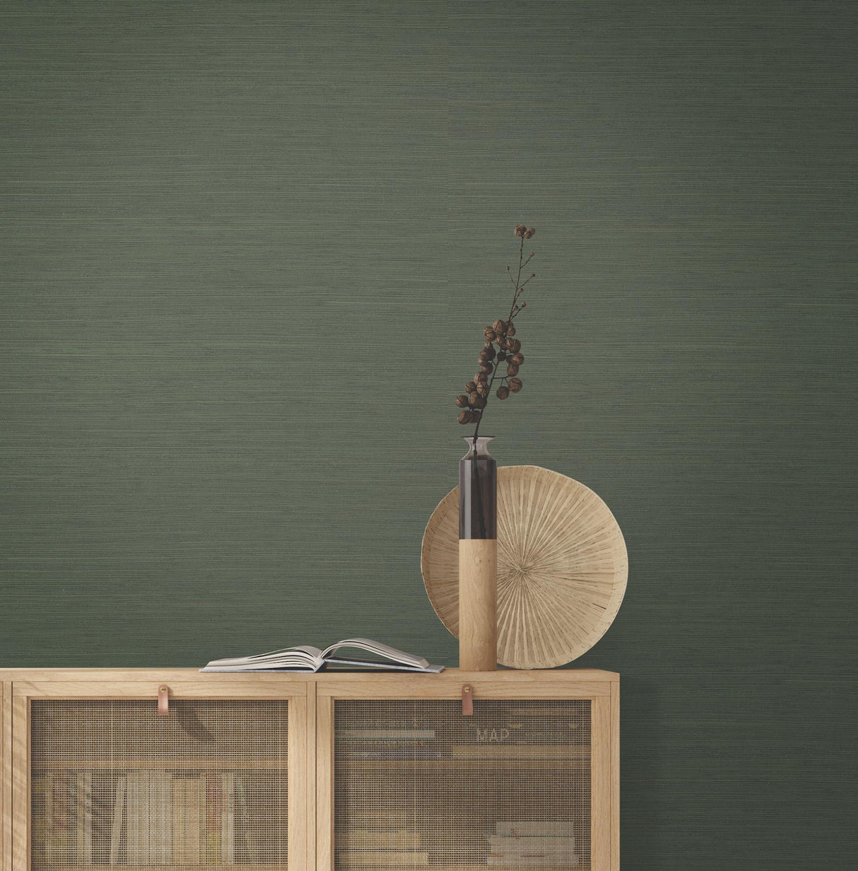 Ronald Redding Designs Painted Hemp Green Wallpaper